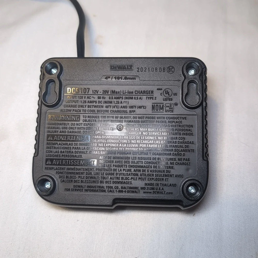 Dewalt DCB107 12V & 20V Max Li-ion Battery Charger replaces DCB100 & DCB112